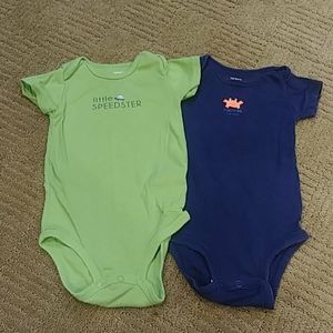 2 Carter's onesies, 12 mos